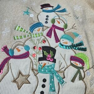 Festive Snowman Embroidered Sweater